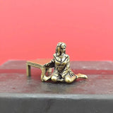 Mini Brass Geisha Girl with Table Figurine Collectible Decor Model