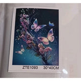 5D Diamond Painting Kit Flowers & Butterflies Round Full Drill 30cm x 40cm NEW Model