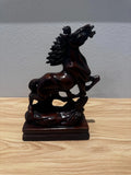 Vintage Rearing Horse Statue Brown Resin Sculpture Equestrian Figurine on Base D Model