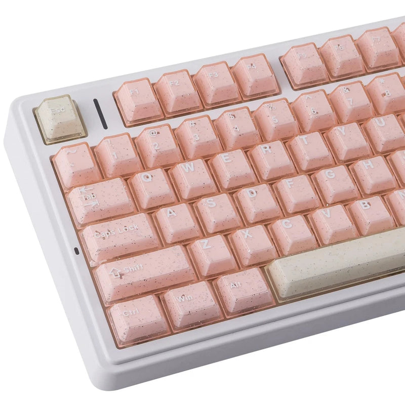 166 Keys Pink PBT Keycaps Crystal Jelly Translucent Cherry Profile Shine Through Model