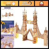 DIY 3D Wooden Puzzle Model Kit - London Tower Bridge Craft for Adults, Gift Idea Model