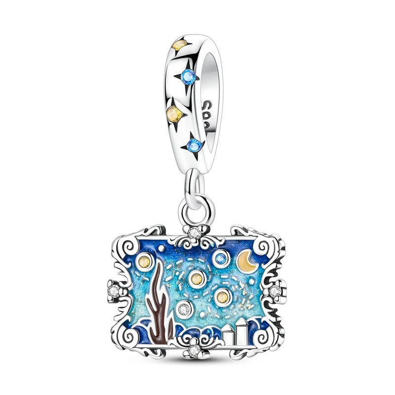 MULA European 925 Sterling Silver Charm Starry Sky Pendant fit Women Bracelet Charms