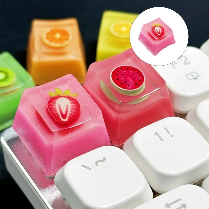 Backlits Jelly Resin Keycap Strawberry Series For Mechanical Keyboards Keycaps Model