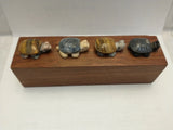 4 Asian Vintage Carved Stone Turtles 1 Inch in Length on Wood Base for Display Model