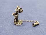 Vintage Sterling Silver Charm 20s Old Candlestick  Telephone Pendant - Moving Charms