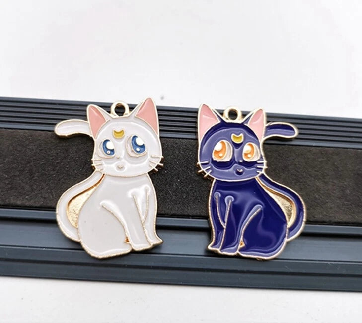 mix 50 Pcs Japanese anime cat Enamel Metal Charms Pendants DIY Jewelry Making Q1 Charms