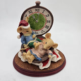 Vintage Christmas Mice Clock Figurine Resin Mouse Couple Sleeping Timepiece Model