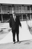 1965 Man Suit Sunglasses Motel Swimming Pool Diving Board Portrait Model