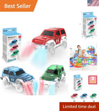 3 Magnetic Toy Cars Set Light Up LED Highly Detailed Compatible with Magnet C... Model