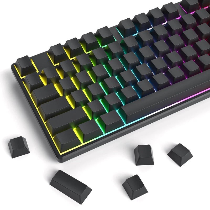 Black Grey Blank Keycaps Thick PBT Cherry Profile 129 Keys 7U Spacebar Set Model