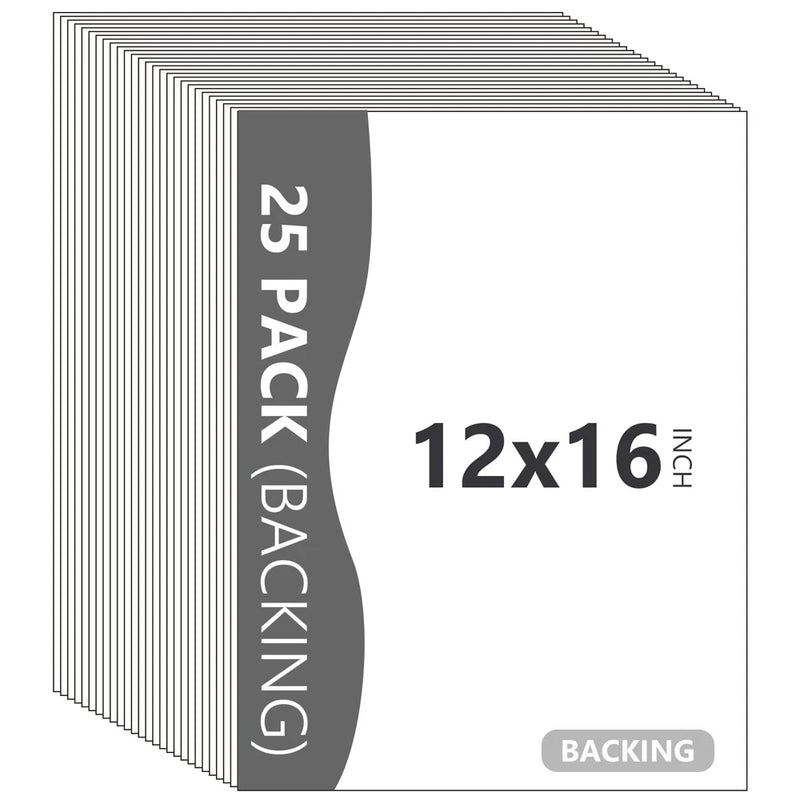 25 Pack 12x16 Inch White Acid Free Uncut Picture Mat Backing Boards Set Model