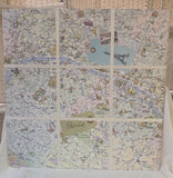 French Ribbon Memory Board with Map of Paris/ Photo and Postcard Display Model