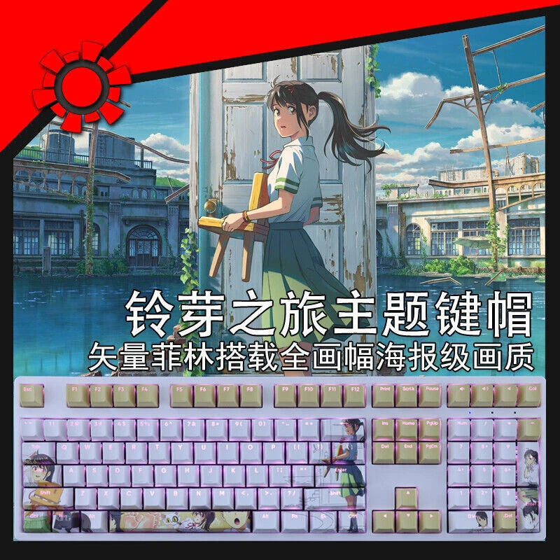 Suzume Cartoon PBT Transparent Keycap Cherry MX Profile 108 Keys Gift Stock Set Model