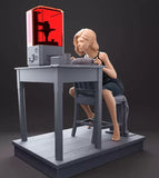 1/24 Resin Workspace Diorama Female Character Unassembled Unpainted Model
