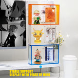 Rotating Acrylic Display: Magnetic Card & Figure Shelves for Collectors Model