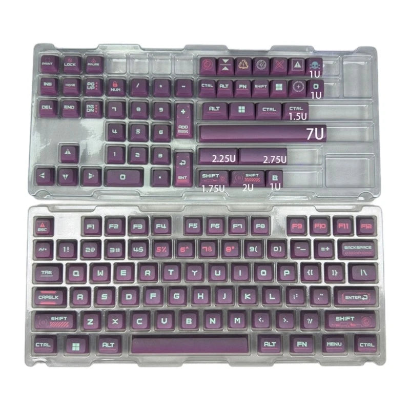 Cyber Type Inspired 128 Key Gradual Change Color Keycaps for Ergonomic Typing Model