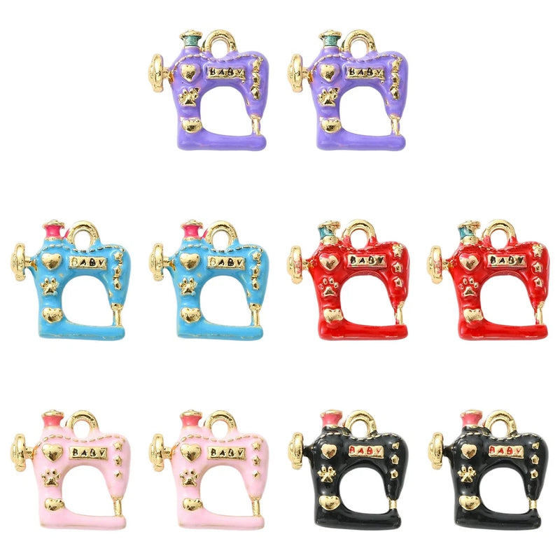 10pcs Enamel Charms Sewing Machine Charms for DIY Jewelry Making Charms