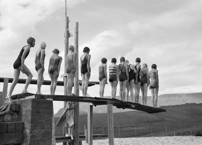 Black White Photo Jumping off the Diving Board  8x10  Reprint  A-22 Model