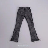 1/6 Female Black Flared Zipper Leather Pants Model Fit for 12" Action Figure Model