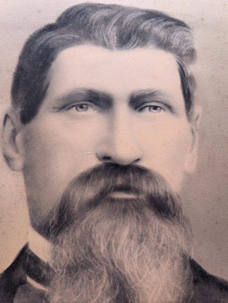Antique Victorian Portrait Photograph Large Bearded Man Sepia Photo on Board Model
