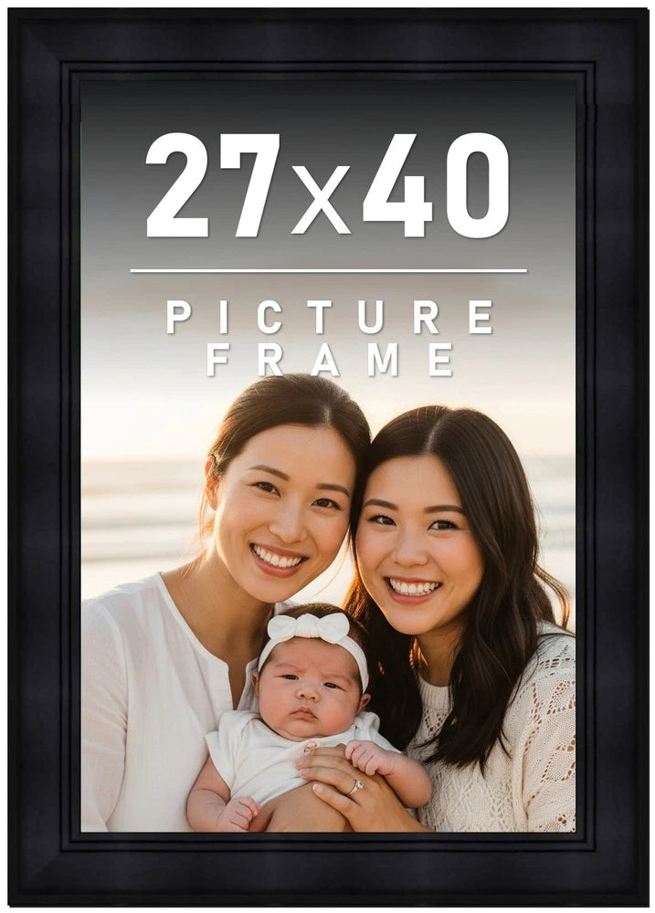 27x40 Frame Black Picture Frame  Modern Photo Frame UV Acrylic, Acid Free Backer Model