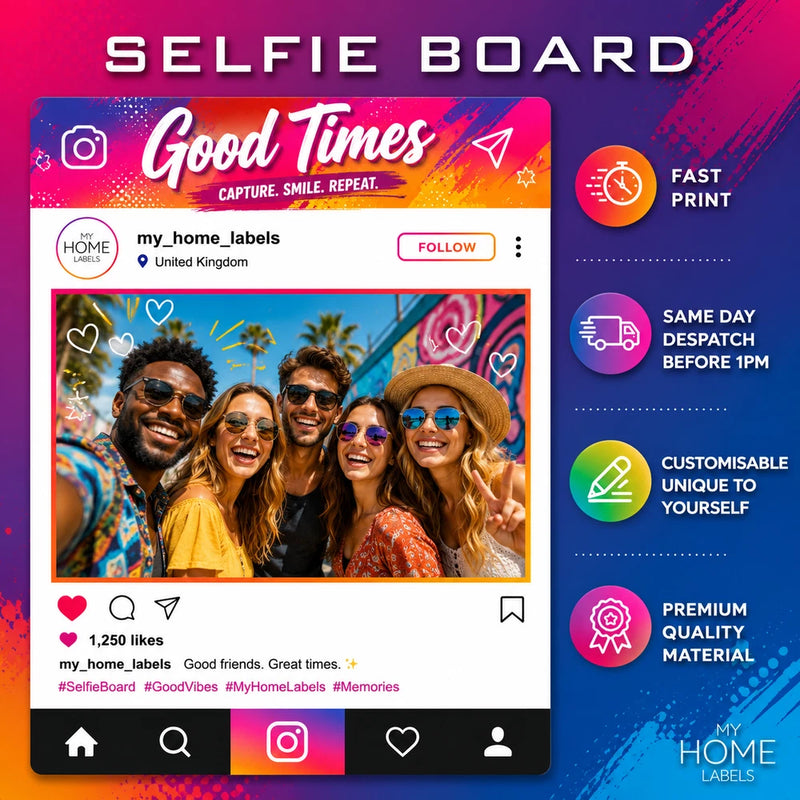 Personalised Selfie Frame Custom Instagram Social Media Photo Board Gradient Model
