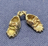 Vintage Sterling Silver Bracelet Charm - Baby Shoes, Booties, Tiny Pair, Mom Kid Charms