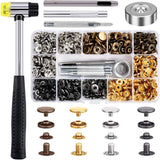 Qfun 120 Set Snap Fasteners Kit for Leather Bronze, Gold, Silver, Matte Black Model