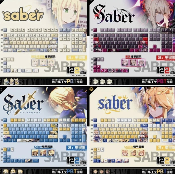 Fate/Stay Night Saber Alter PBT Keycaps 122pcs Set for Mechanical Keyboard Model