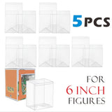 5pcs 6-Inch Clear PET Pop-Up Display Cases for Collectible Toys & Figures Model