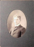 Antique Board Photograph Harvard Lyon Cabinet Portrait Man Suit Bow Tie Oval Model