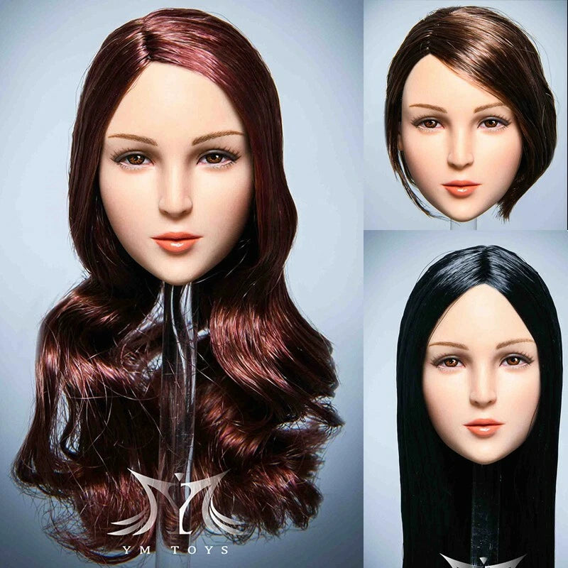 YMTOYS 1/6 Beauty Girl Head Sculpt Carved Model YMT045 Fit 12inch Action Figure Model