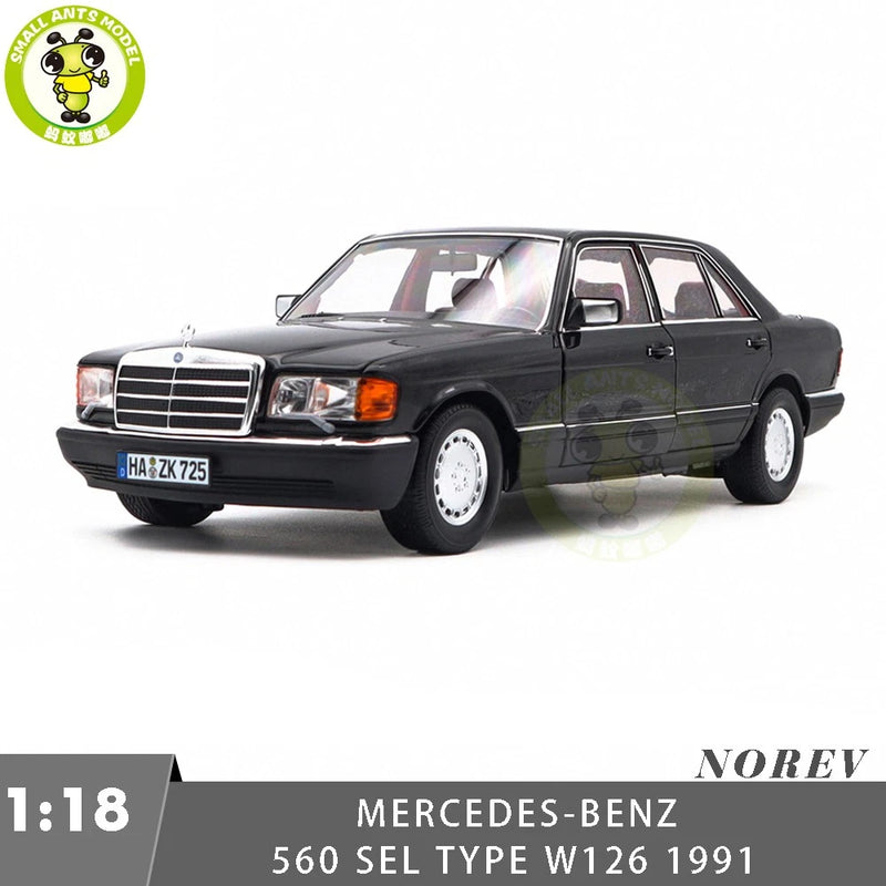 1/18 Mercedes Benz 560 SEL 1991 W126 Norev 183788 Black Diecast Model Car Model