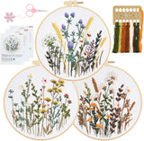 Embroidery Kit for Beginners Complete Set with Flower Pattern Practice Tools Model