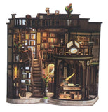 DIY Mini House Dreamy Book Hall Library Touch LED Doll House Puzzle Toy Model