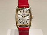 VINTAGE LUXURY SMALL RECTANGLE GOLD PLATED LADIES MECHANICAL WATCH "ROAMER" 19J. Model
