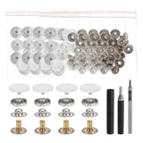 24Set Leather Snap Fasteners Kit 15mm Metal Snaps with 3 Setter Tool Beige Color Model