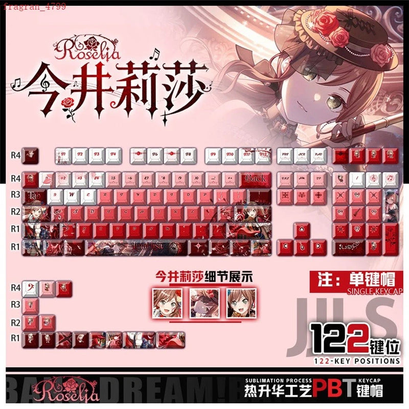 Anime BanG Dream! Imai Lisa Theme PBT Keycap 122Pcs Set for Mechanical Keyboard Model