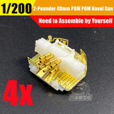 4PCS 1/200 Battleship 40mm 8-barrel Pom-Pom Anti-aircraft Mounting Assembly Kit Model