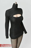1/6 Open Chest Sweater Black Accessories Model Fit 12" Female TBLeague Body Model