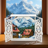 Embroidery Kit with Shutters ?Winter Morning in the Chalet? Cross Stitch Kit Model