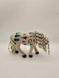 Vintage Handcrafted Native American Style Beaded White Horse Figurine Model