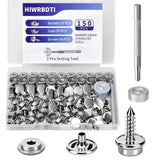 Stainless Steel Snap Buttons Kit for Canvas 150 Pcs with 2 Pcs Setting Tool Model