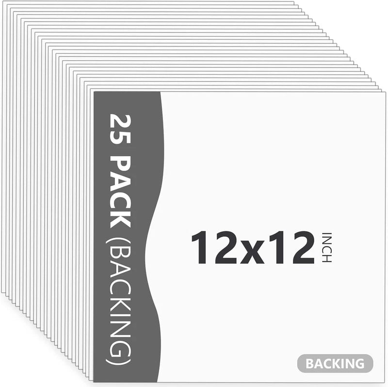 25 Pack Backing Boards, 12X12 Uncut White Mats Matboards Model