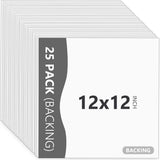 25 Pack Backing Boards, 12X12 Uncut White Mats Matboards Model