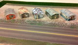 Z Scale Buildings - (5) Weathered Sheds  Cardstock kit set WP2 Model