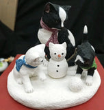 Lenox 'Snowball" Figurine Black/White Kittens, Cat, Snowcat Resin Display in Box Model
