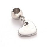 50pcs Silver Heart European Large Hole Dangle Charm Pendant for Earring Necklace Charms
