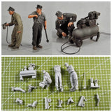1/35 WWII German Tank Crew Mechanics Resin Figure Set with Air Compressor Kit Model