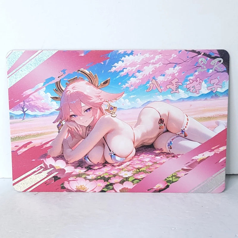 Yae Miko Floral SR Waifu Card Anime Girl Wall Art Oversized Board A5 Model